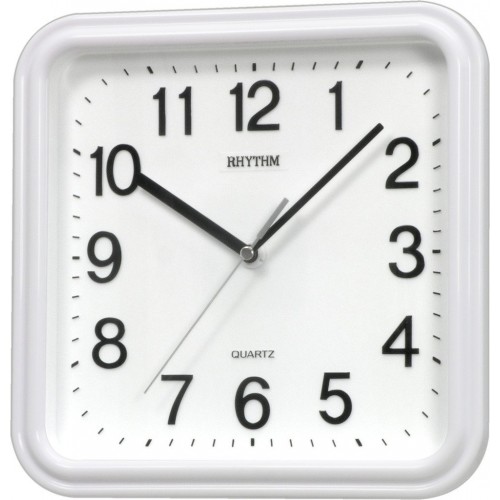 Rhythm(Japan) 3D Numerals Silent Silky Move White Wall Clock